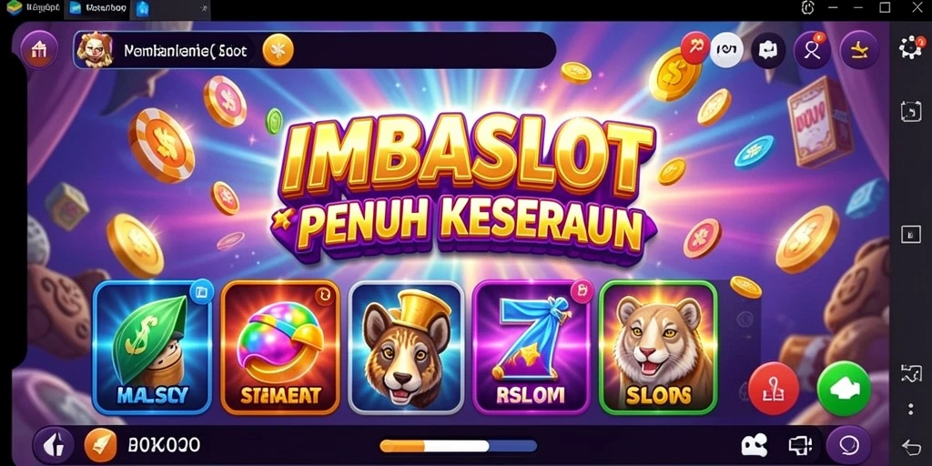 Tampilan gameplay menarik dari IMBASLOT dengan simbol slot yang cerah.