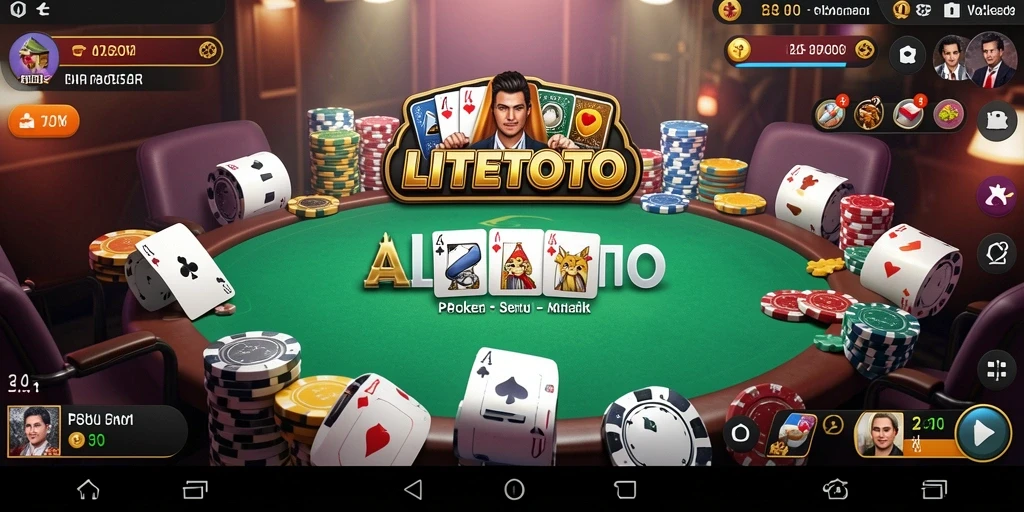 Tangkapan layar gameplay LITETOTO saat bermain Poker dengan teman.