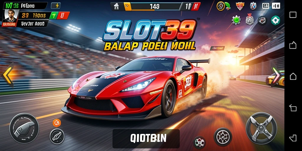 Gameplay SLOT39 yang menegangkan dengan mobil balap berkecepatan tinggi.